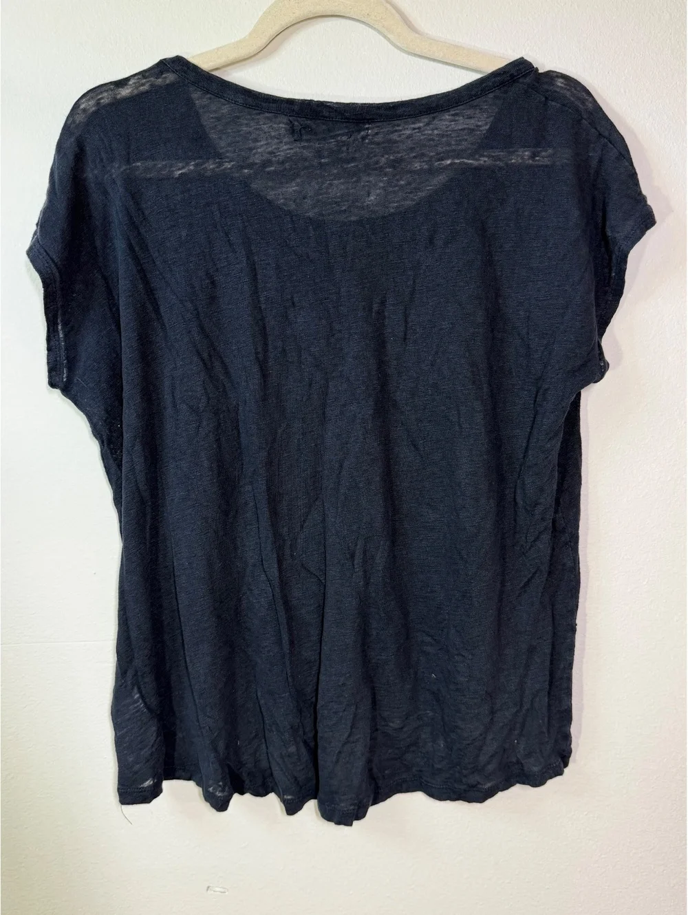 Michael Kors navy sheer Linen Short Sleeve Top Medium